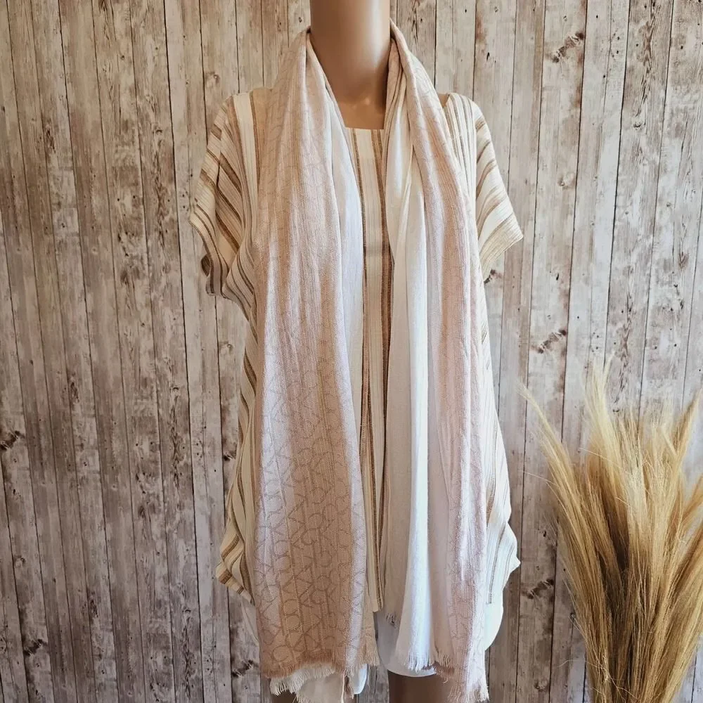 Calvin Klein Scarf Monogram Logo Print Women's 65×25